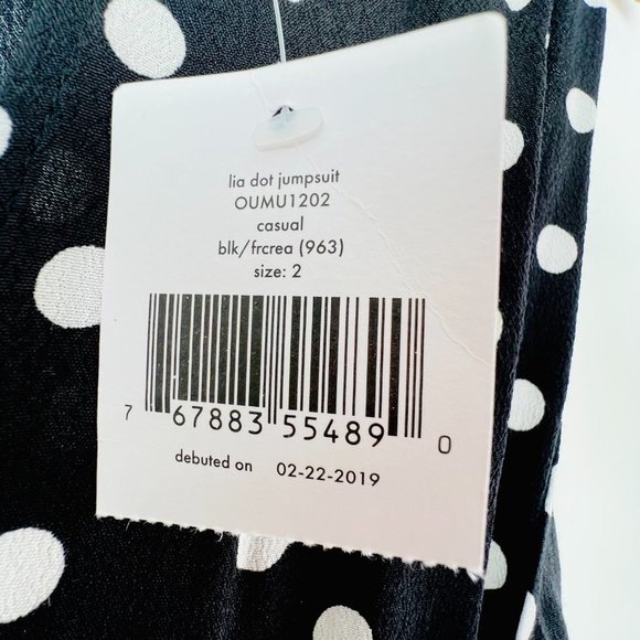 Kate Spade NWT Lia Dot Jumpsuit Wide Leg Black White Polka Dot Size 2 - Picture 10 of 11